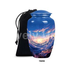 โกศใส่เถ้ากระดูกมนุษย์พร้อมฝาปิดถุงกำมะหยี่อลูมิเนียมขนาดใหญ่รูปปลาสีทองสวย - Product Image 2