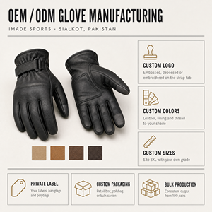 Custom OEM Wholesale Full Grain Goatskin <b>Leather</b> Motorcycle Riding <b>Gloves</b> Touchscreen Cruiser Touring Reinforced Palm Breathable - Product Image 5