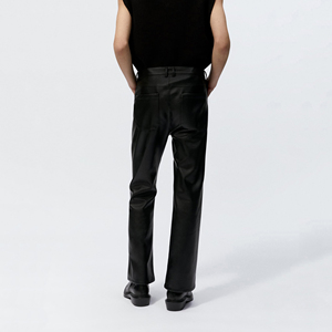 กางเกงหนังแกะแท้แฟชั่นเข้ารูปสำหรับผู้ชาย - Product Image 2