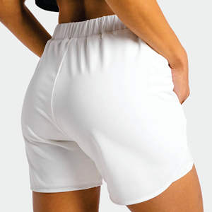 Lightweight 4 Way Stretch Fabric 90% Polyester 10% Spandex Elasticated Waist <b>White</b> <b>Women</b> Core 2 in 1 <b>Shorts</b> - Product Image 5