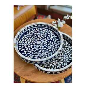 Plato de Servir con Incrustaciones de Resina Hecho a Mano con Diseño de Nácar, Estilo Moderno y Lujoso, 10x12 Pulgadas, Vajilla para Decoración del Hogar - Product Image 1