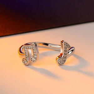Jeulia <b>Adjustable</b> Rose Gold Plated <b>Sterling</b> <b>Silver</b> Music Note Cluster <b>Ring</b> - Product Image 3
