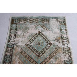 Vintage 3.3x8.6 ft <b>Runner</b> <b>Rug</b>, Turkish <b>Rug</b>, Brown Check <b>Rug</b> - Product Image 5