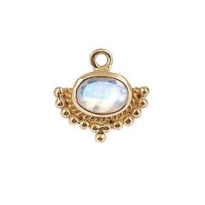 Arc-en-ciel Pierre de Lune Collet Pendentif Pierre de Naissance Forme Ovale Coupe Normale 8x6mm Pierre Or 18K Vermeil Argent Sterling Pierre de Naissance Charmes - Product Image 1