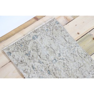 Tapis turc vintage 1,5x3 pi (45x90 cm), tapis beige géométrique - Product Image 5