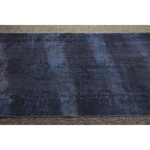 Alfombra Turca de 4.8x7.7 pies, Alfombra Vintage Decorativa, Alfombra de Lana Sólida Azul y Negra - Product Image 4