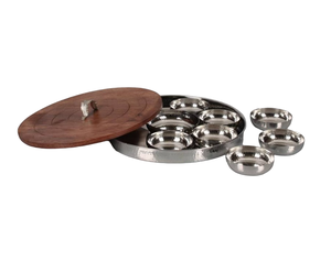 Nouveau service de table au design martelé plaqué argent avec plateau et bol avec couvercle élégant pour cadeau de mariage au prix de gros bon marché - Product Image 2