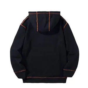 Sudadera con capucha de lavado ácido mezclado de algodón de alta calidad para hombres con estilo Vintage Vibe Mens Sudadera con capucha de lavado ácido con puños - Product Image 2
