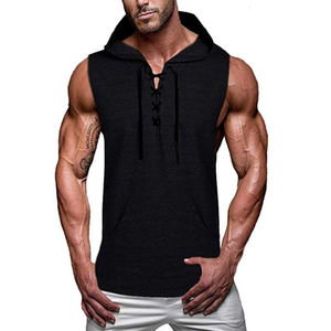 Gym Workout <b>Men</b> <b>Sleeveless</b> <b>Hoodie</b> OEM Muscle Sport Slim Fitness Pullover Custom <b>Sleeveless</b> Hoodies - Product Image 5