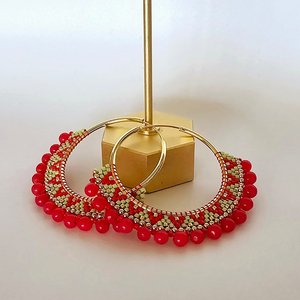 Pendientes de cuentas bohemios con diseño turquesa y cuentas de vidrio con flecos en cascada y regalo de joyería único de MS Handicraft - Product Image 3