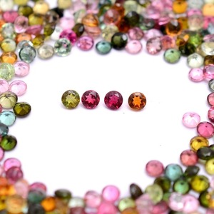 Tourmaline naturelle 4 mm, taille ronde brillante, pierres précieuses multicolores en vrac pour la fabrication de bijoux - Certifié par un tiers - Product Image 1
