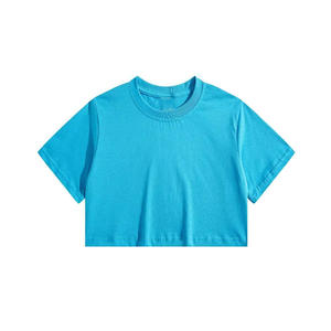 Camisa corta de algodón 100% de alta calidad para mujer, ropa informal de moda de verano transpirable teñida Lisa personalizada - Product Image 4