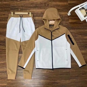 Nouveau 2024 Logo personnalisé privé lourd 100% coton à manches longues Street Sweat Suit à capuche Zip deux pièces doux Jogger ensembles hommes - Product Image 4