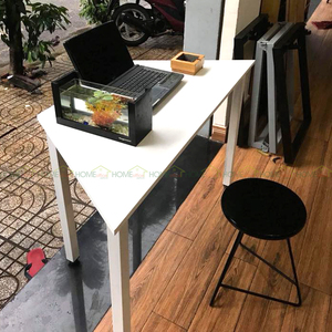 ซิมเพิลเดสก์โต๊ะทรงสี่เหลี่ยมคางหมูทันสมัยสีขาว 120x52x75 ซม. โต๊ะคอมพิวเตอร์และแล็ปท็อปไม้สำหรับโฮมออฟฟิศและโรงแรม HBLG019 - Product Image 5