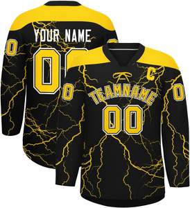 Camisetas de hockey sobre hielo personalizables a granel de PRODUCCIÓN DE FÁBRICA OEM personalizada con sublimación de logotipo bordado disponible al por mayor - Product Image 1