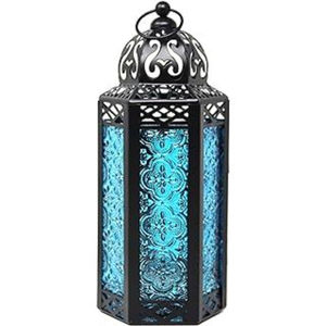 Moroccan Style Metal Hanging <b>Candle</b> <b>Lantern</b> For Home <b>Garden</b> Decoration Handmade Dark Blue Iron Decorative <b>Candle</b> Holder - Product Image 5