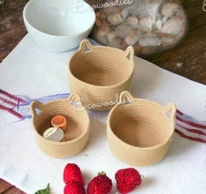 Cute Cotton <b>Rope</b> <b>Storage</b> <b>Basket</b> Multipurpose Woven Sets for Baby's Toys Sundries Small Home Organizing Box Kids Living Room Use - Product Image 2