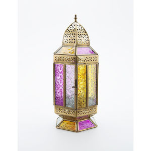 Lanterne à bougie marocaine populaire en métal et verre finition or pour la décoration de la maison, de la villa, l'éclairage du Ramadan - Product Image 6