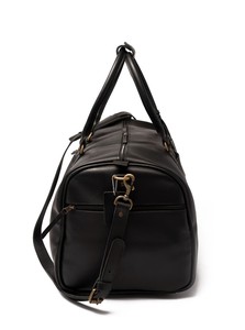 Leather Weekender Duffel Bag Black Zipper Closure Travel Luggage Durable Style - Product Image 6