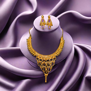 ชุดต่างหูสร้อยคอพร้อมสร้อยคอชุบทอง22K สำหรับผู้หญิงชุดเครื่องประดับต่างหูสร้อยคอจากผู้ส่งออก - Product Image 3