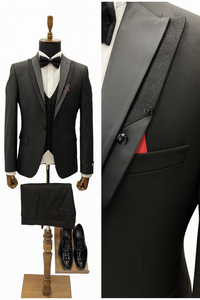 Traje de esmoquin de lujo para hombre, corte ajustado, tres piezas, blazer, chaleco y pantalón, doble botonadura, tallas grandes, para bodas, graduaciones y negocios - Product Image 6