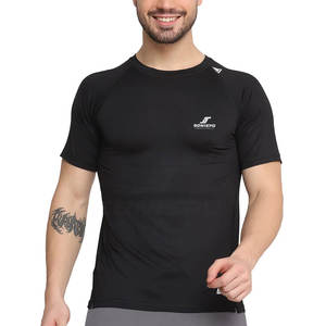 Vente chaude hommes Gym t-shirt Logo personnalisé Compression séchage rapide Sport t-shirt respirant haut athlétique conception solide motif vierge - Product Image 1