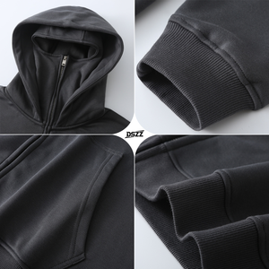 Sweat à capuche zippé pour homme avec logo personnalisé, orné de strass, uni, séchage rapide, respirant, avec poche, en tissu polaire 100% coton - Product Image 4