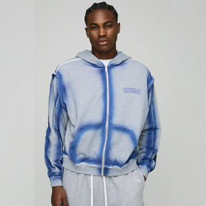 Ropa de calle de algodón Premium Spray personalizado de gran tamaño con cualquier color o color Sudaderas con cremallera para hombres Hecho en Pakistán - Product Image 1