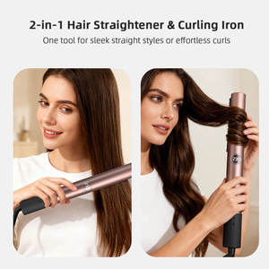 مكواة شعر 2 في 1 بشاشة LED، مكواة مسطحة من السيراميك والتيتانيوم، مكواة شعر 1 بوصة للتمليس والتجعيد - Product Image 2