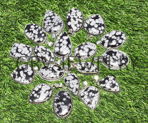 Vente en gros de pendentifs faits à la main en argent sterling 925 de Bohème ethnique, flocon de neige naturel, obsidienne, cadeau de fête, fiançailles - Product Image 3