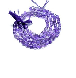 Piedra preciosa de amatista púrpura, forma ovalada suave para hacer joyas hechas a mano, cuentas de piedra - Product Image 1