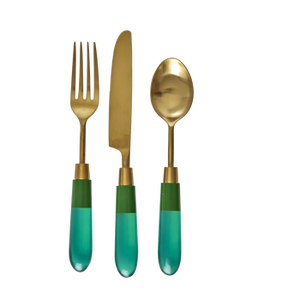 Cuchara de té y café de Metal Premium, acero espejado con mango de resina, vajilla elegante para restaurante, cuchara de comida, juegos de cubiertos - Product Image 2