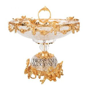 Plato de pedestal de latón de cristal real - Product Image 6
