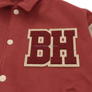 Luxe 450 GSM laine tissu Varsity veste deux tons marron blanc manches côtes tricot poignets brodé Logo femmes Varsity vestes - Product Image 6