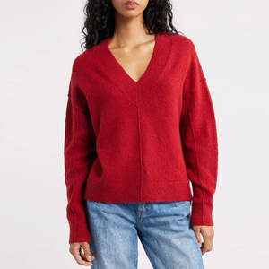 Meilleures ventes en ligne Pulls à col en V pour femmes Teints unis et séchage rapide Pulls à col en V pour femmes - Product Image 1