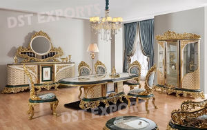 Colección de comedor adornado de estilo victoriano Juego de mesa de comedor de madera maciza de lujo Mesa de comedor de madera tradicional - Product Image 2