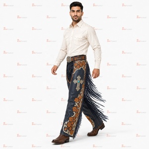 Pantalones Largos de Cuero para Motocicleta para Hombre, de Cuero Genuino, Protección para Piernas de Motociclista, Estilo Vaquero Occidental, Equitación, Personalizados - Product Image 3