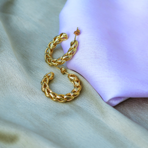 New Latest Bohemian <b>Stud</b> <b>Earrings</b> Minimalist Chain Hoops Brass 18k Gold Plated Geometric Design Women Gift OEM/ODM - Product Image 2