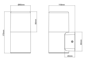 Lámpara de pared Hoosic antracita E27 IP44 (Trio Lighting 224060142) - Product Image 3