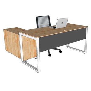 โต๊ะทำงานไม้ธรรมชาติสไตล์มินิมอลพร้อมตู้เก็บของเคลื่อนที่ - Product Image 4