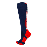 Chaussettes de cyclisme haute performance pour équipe de course, confortables, tricotées, avec logo personnalisé par sublimation, couleurs bleu et blanc, automne, 100% coton