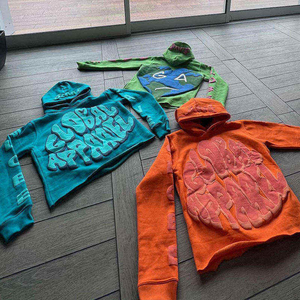 Sweat à capuche personnalisé Y2K 100% coton French Terry unisexe, coupe ample, ourlet arrondi, capuche courte, imprimé gonflé d'hiver, respirant - Product Image 6