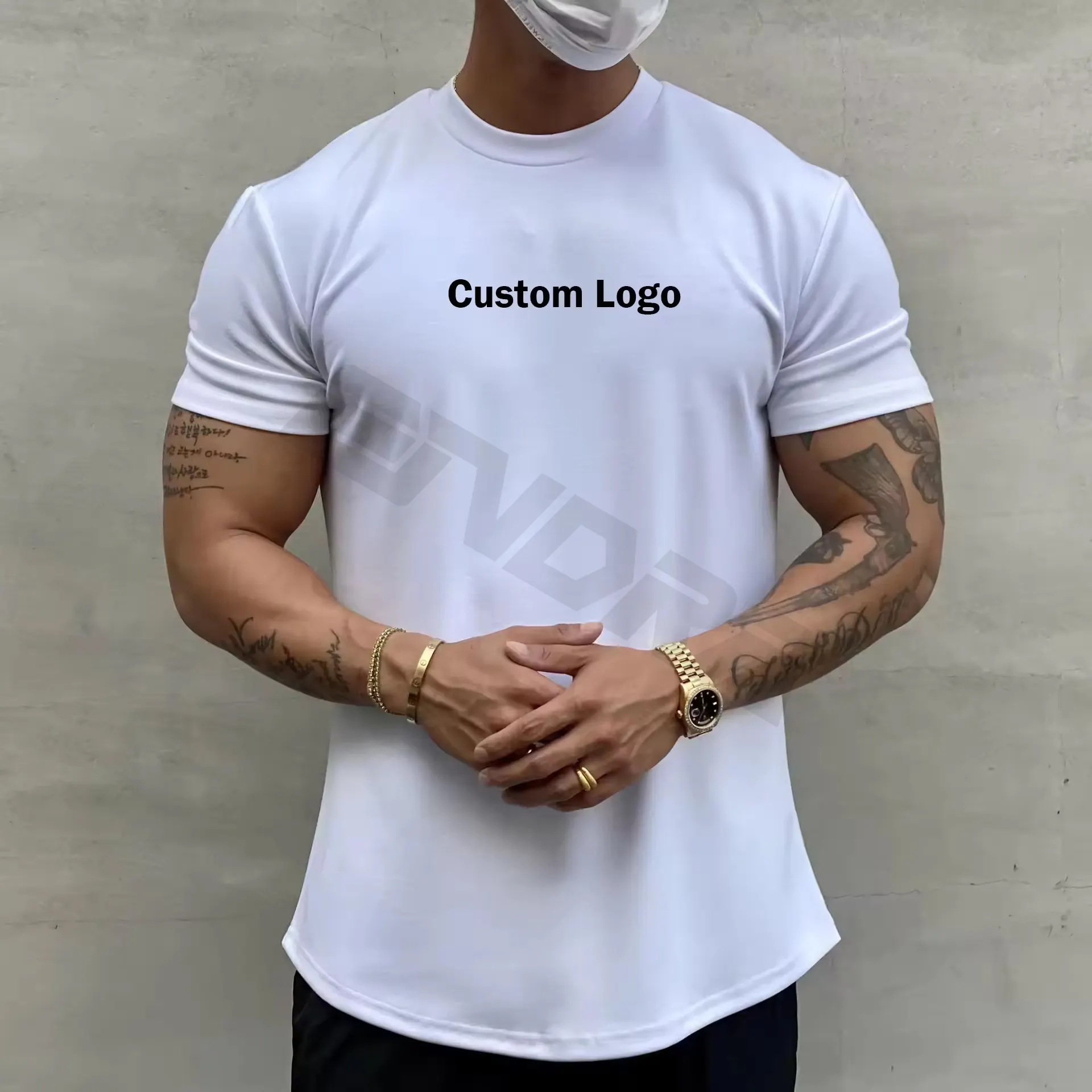 T-shirt da ginnastica griffata a maniche corte con stampa su schermo personalizzata t-shirt da uomo in tinta unita oversize t-shirt alla rinfusa