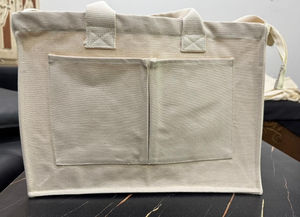 Sac en toile pliable naturel réutilisable avec impression de logo personnalisé en gros sac à provisions en coton sac fourre-tout uni pour femmes - Product Image 6