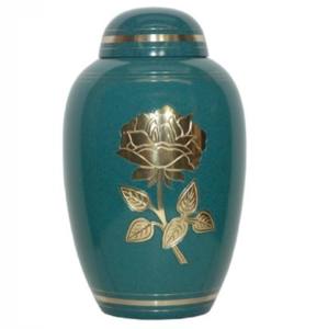 Urne de crémation adulte en laiton fini de marbre et d'étain de couleur rouge avec la belle bande de gravure pour des cendres. - Product Image 6