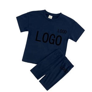 Logotipo personalizado, ropa de verano para niños, conjuntos de ropa para niñas, 2 uds., conjunto de algodón de manga corta, camisetas para niñas con pantalones cortos de hilo de algodón - Product Image 5