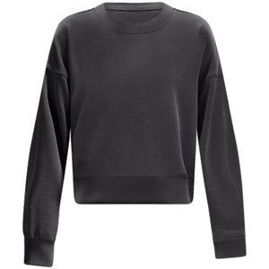 Women's <b>Black</b> Cropped Sweatshirt Long Sleeve Crewneck Pullover <b>Fleece</b> Crop Top Casual Streetwear Wholesale Custom Logo - Product Image 6
