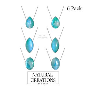 Chaîne de câble en argent sterling 925 de haute qualité, réglable, avec pierre de lune verte ovale, marquise, poire, fermoir à ressort, sertissage en bézel - Product Image 3