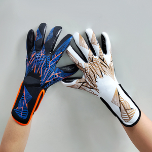 Gants de gardien de but de football en cuir professionnel avec utilisation en extérieur, poignet réglable, paume résistante aux chocs et forte adhérence - Product Image 4