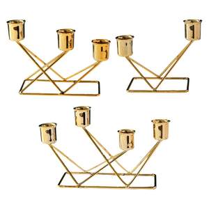 Golden Pillar <b>Candle</b> Holder Set for a Cozy Ambience Mid Century Elegant Décor for Tabletop <b>Candle</b> Light Date Party - Product Image 3